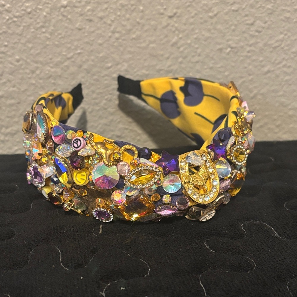 Elegant Floral Yellow and Purple Headband - Picture 11 of 17